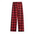 thumbnail image 3 of DPTALR George Men's Casual Brushed Fleece Check Elastic Waist Long Pants with Pockets,Red Big and Tall Men L, 3 of 3