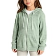 thumbnail image 2 of PureCasa Girls' Zip Up Sweaters Solid Color Loose Fit Hoodies Soft Comfy Long Sleeve Knit Sweater Hoodie With Pockets, 2 of 5