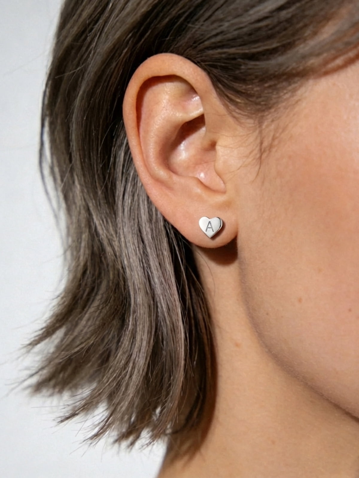 Silvora Initial Heart Stud Earrings for Women Sterling Silver Hypoallergenic Letter A Earrings Charm Mother Daughter Christmas Birthday Jewelry Gift