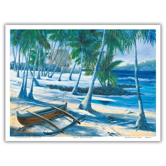 City of Refuge (Puuhonua O Honaunau) on the Big Island of Hawaii Captain Cook - From an Original Color Painting by Dawn Lundquist - Master Art Print (Unframed) 9in x 12in