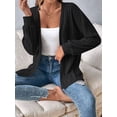 thumbnail image 6 of Womens Cardigan Sweater Long Sleeve Lightweights Open Front Curved Hem Ribbed Knit Cardigan Coat Black S, 6 of 7