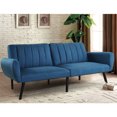 thumbnail image 1 of Costway Canapé Futon Lit Convertible Matelas Premium Lin Rembourrage Bleu, 1 of 9