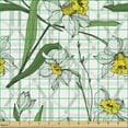 thumbnail image 2 of Ambesonne Floral Fabric by the Yard Upholstery, Modern Narcissus Blossoms, 1 Yard, Yellow Green and Pearl, 2 of 5