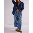 thumbnail image 3 of Women - Jeans Casual Wide Leg Elastic Mid Rise Boyfriend Y2k Loose Denim Pants with Drawstring  M, 3 of 6