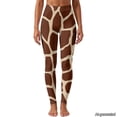 thumbnail image 6 of Xoenoiee Brown Giraffe Print Workout Leggings for Women, 6 of 6