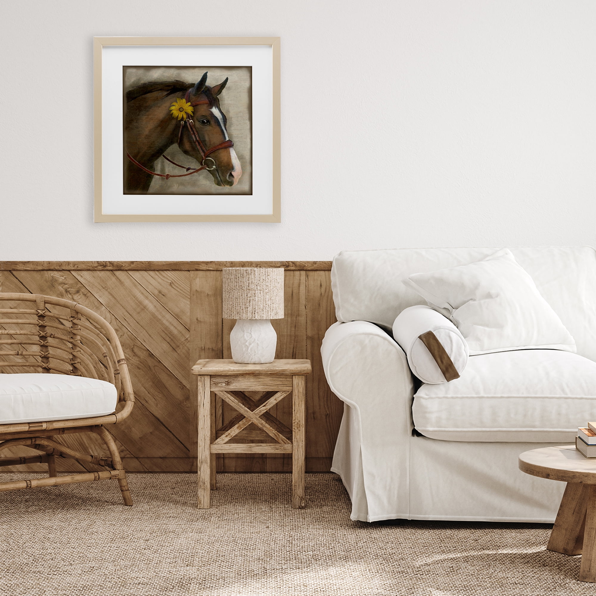 Stupell Industries Barnyard Horse with Daisy Birch Framed Print Under Glass, design by Suzanne Nicoll