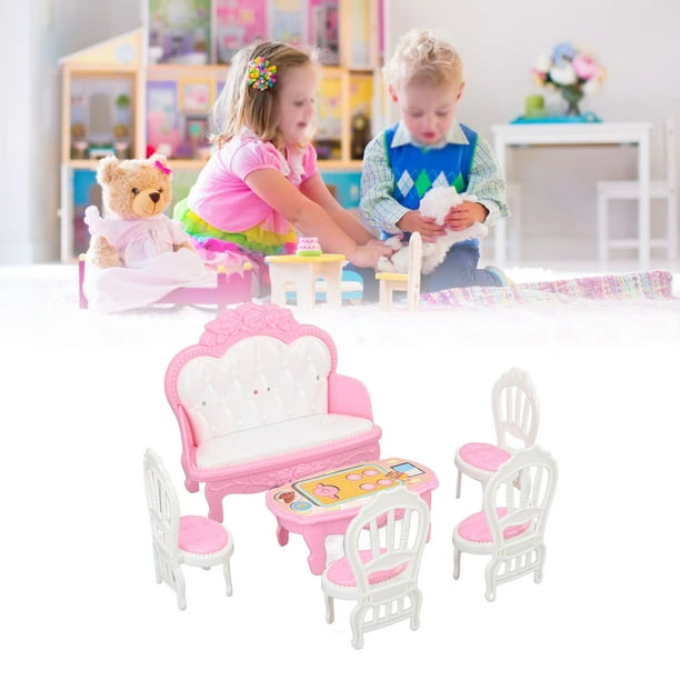 Set De Miniatura De Mesa Y Sillas Rosa Para Casa De Muñecas – 1 Mesa + 2 Sillas De Madera, Accesorios Decorativos Para Manualidades Y Modelismo