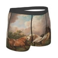 thumbnail image 3 of Balery Three Horses Oil Painting Men's Boxer Briefs, Soft and Breathable Cotton Underwear with nylon Waistband-Small, 3 of 9