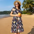 thumbnail image 4 of Lsque Cartoon Space 1 Print Women's Casual Dress T-Shirt Summer Short Sleeve Scoop Neck Swing Dresses, 4 of 6
