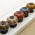 thumbnail image 4 of 6xRound Pumpkin Shape Ceramic Cabinet Pull Knobs Orange, 4 of 6