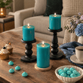 3x6 Inch Lake Blue Pillar Candles, Set of 3, Unscented Hand-Poured ...