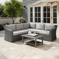 thumbnail image 6 of Martha Stewart Indoor-Outdoor Modular Patio 5-Seat Sectional Sofa in Gray Rattan Wicker with Gray All-Weather Cushions, 6 of 11