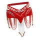thumbnail image 1 of Falda de cadera para danza del vientre Hugo Seda real con borla cristal cintura cadena rojo, 1 of 10