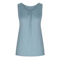 thumbnail image 4 of YYDGH Women's Crew Neck Pleated Tank Top Sleeveless Solid Color Tops Summer Work Office Blouses Sky Blue XXL, 4 of 7
