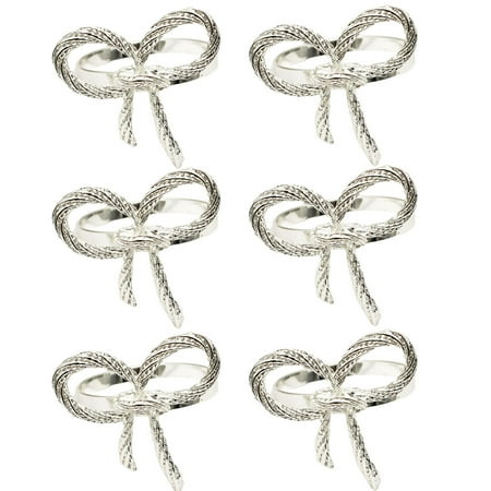

Aimiya 6Pcs Simple Bowknot Napkin Ring Buckle Holder Wedding Banquet Party Table Decor