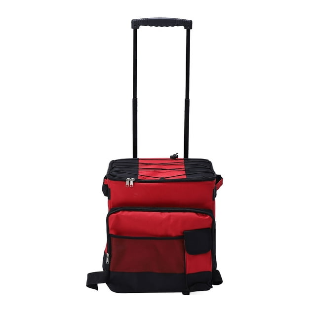 Rolling Cooler, Large Capacity Waterproof Oxford Cloth 43L Wheeled Insulated Box for Camping