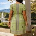 thumbnail image 2 of TaTaai Women Bohemian Style Short Sleeve Dress Multi Color Round Neck Puff Sleeve Split Hem Casual Fashion Soft Comfortable Dress for Summer Outfits Gift, 2 of 6