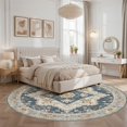 thumbnail image 4 of UERMEI 8'x8' Round Washable Area Rugs for Living Room, Vintage Floral Boho Printed Carpet, Non Slip Indoor Large Rugs for Bedroom Home Decor Carpets, Blue, 4 of 8