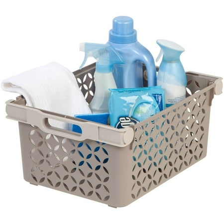 Iris Usa Large Decorative Plastic Storage Basket Tan Walmart Com