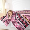 thumbnail image 3 of Manfei Southwestern Aztec Twin Comforter Sets, , Pink Black Bedding Set, Pink Reversible 2-Piece, 1 Comforter and 1 Pillowcase, 3 of 6