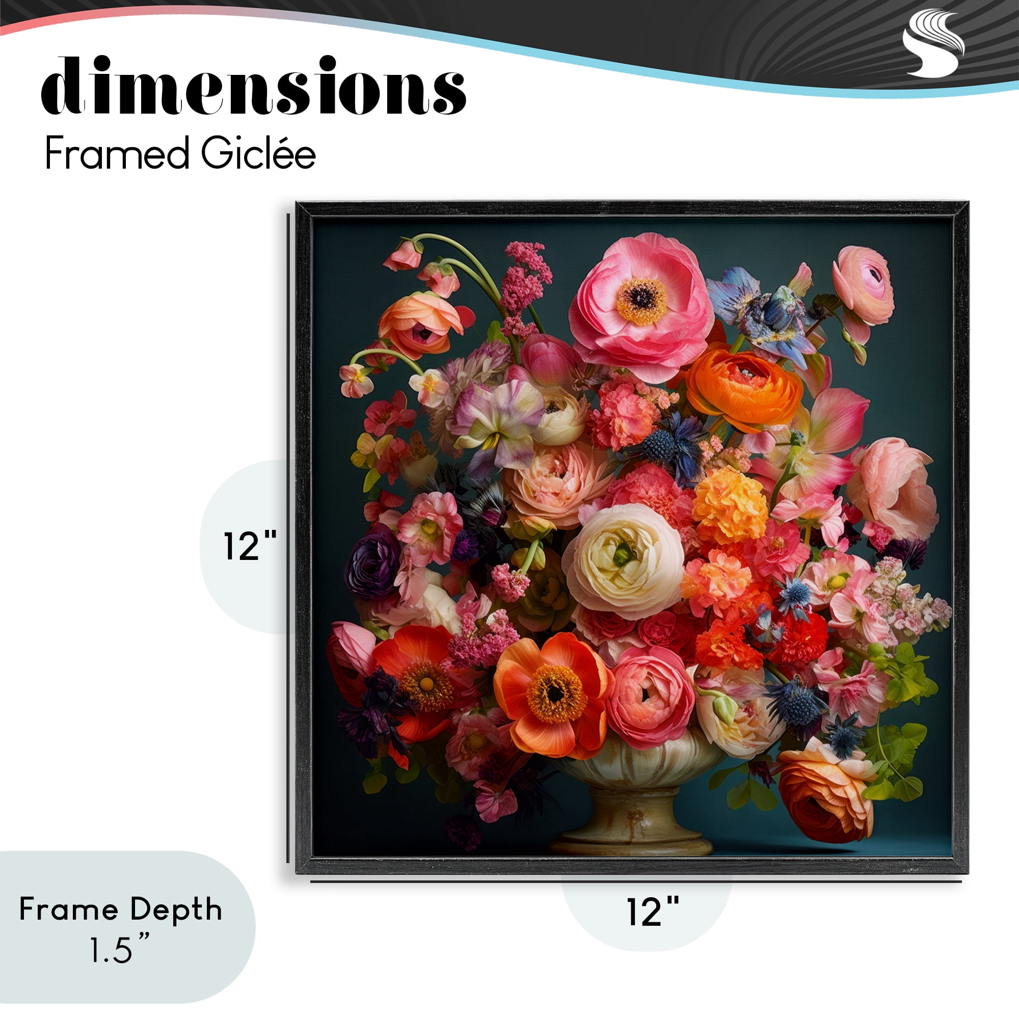 Stupell Industries Harmonious Mixed Peonies Black Framed Giclee Art, design by Lazar Studio