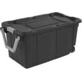 thumbnail image 3 of Wheeled Industrial Tote 40 Gallon/151 Liter Black Lid & Base w/Racer Red Handle & Latches, 3 of 9