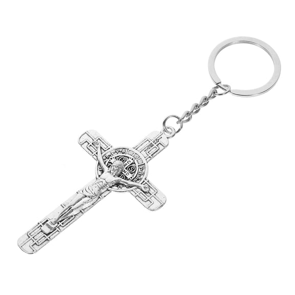 LEORX Silver Cross Keychain for Hanging Keys Made of Zinc Alloy Great present Option Lightweight and Compact 0.8x2.5 inches