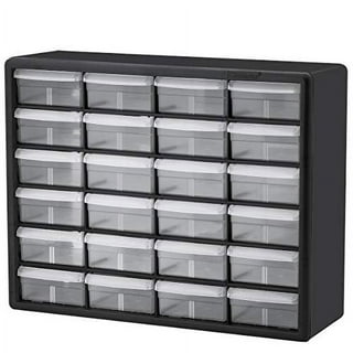 INTERTOOL Hardware and Craft Storage Organizer Cabinet, 18 Compartment  Drawers, Plastic Container for Storing and Organization, Black and Red