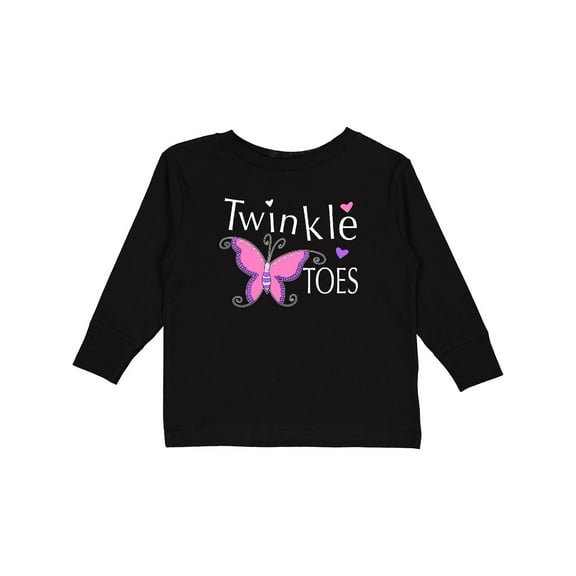 Inktastic Twinkle Toes pretty butterfly Girls Long Sleeve Toddler T-Shirt