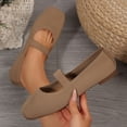 thumbnail image 5 of Women's Ballet Flats Shoes Fashion Square Toe Slip On Knit Dress Mary Jane Shoes Non Slip Causal Work Walking Loafers Brown Size 8, 5 of 8
