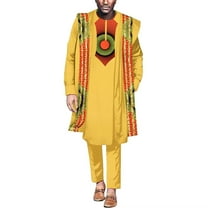 African Clothing for Men Dashiki Outfits Long Sleeve robe Shirt and Pants 3pcs sets African Mens party Clothes