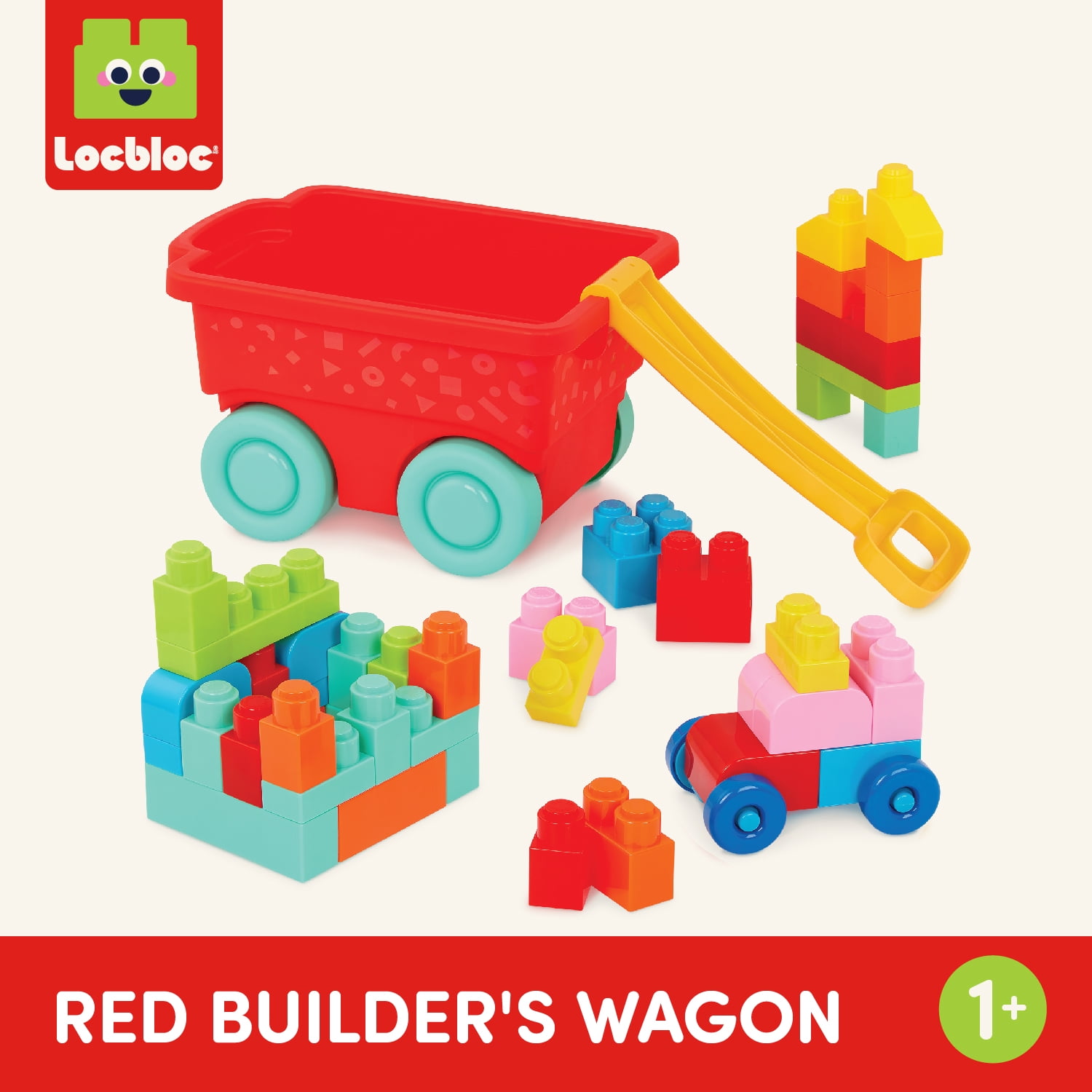 Battat Red Builder’s Wagon with 40+ Building Plastic Blocks, Toddler and Preschool Toys  (图5)