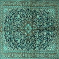 thumbnail image 1 of Ahgly Company Machine Washable Indoor Square Persian Turquoise Blue Traditional Area Rugs, 3' Square, 1 of 4