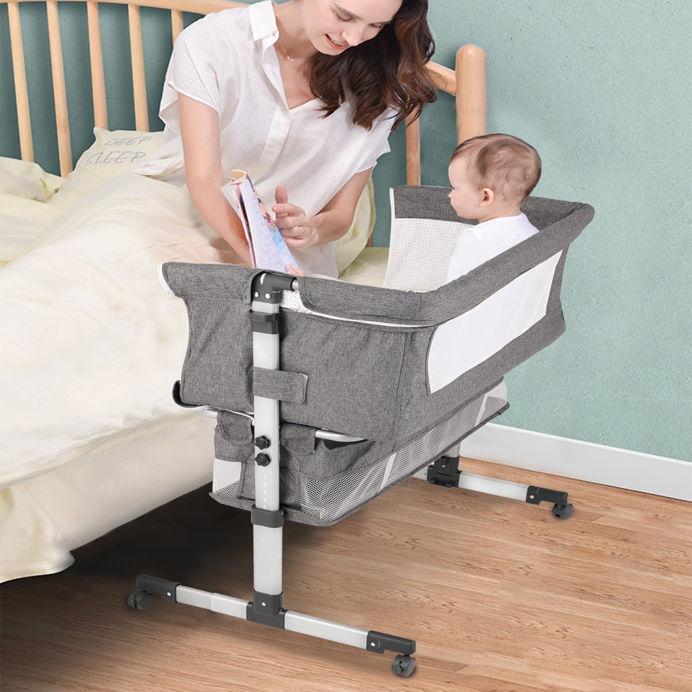 Mikolo 3 in 1 Baby Bassinets, Height Adjustable Portable Bedside