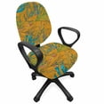thumbnail image 1 of Autumn Office Chair Slipcover, Colorful Botanical Inspired Pattern Abstract Leaves Art Garden Bloom, Protective Stretch Decorative Fabric Cover, Standard Size, Yellow and Multicolor, by Ambesonne, 1 of 5