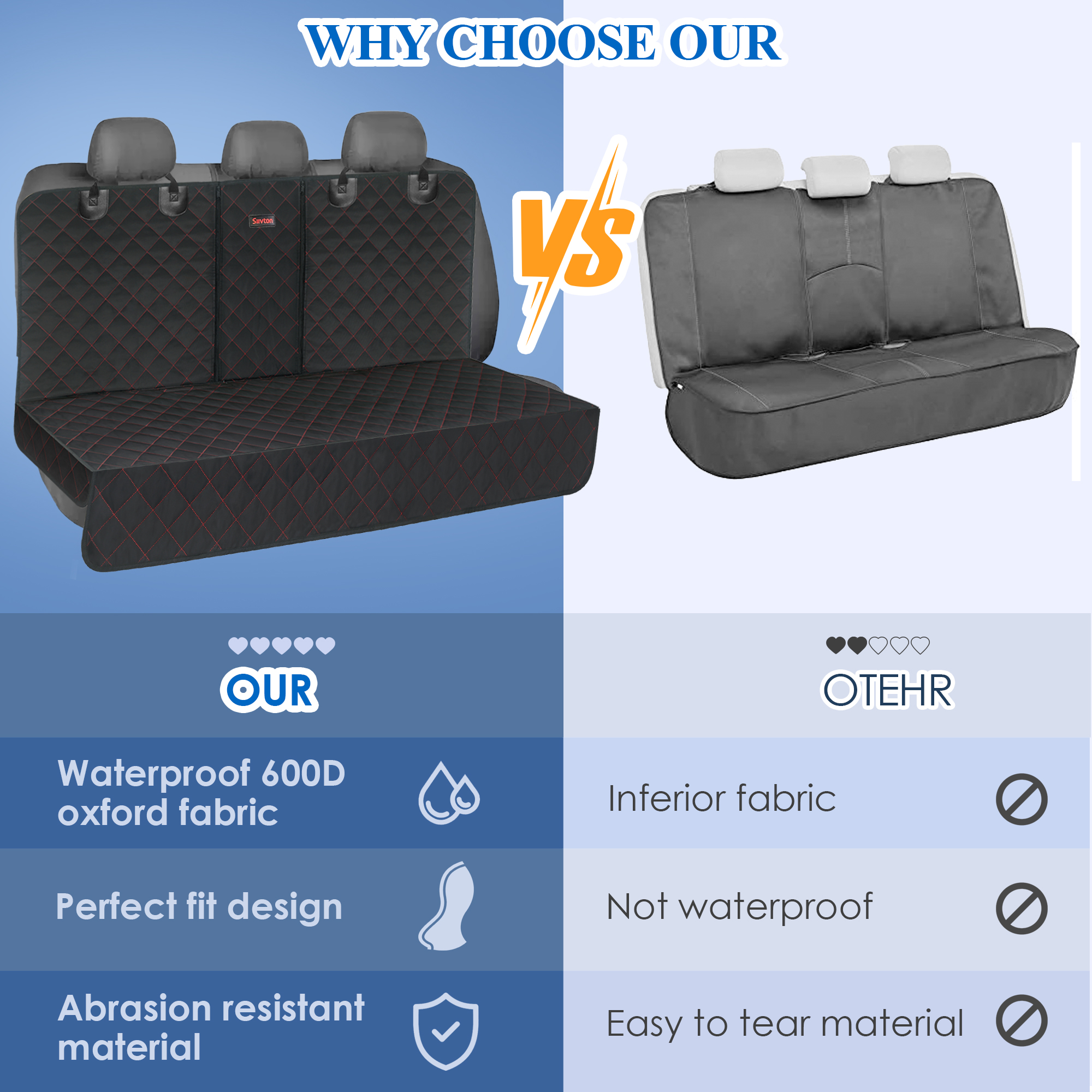 Siivton Waterproof Dog Car Seat Cover, Black photo 6