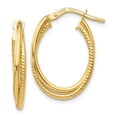 thumbnail image 1 of FB Jewels Leslie's 14k Gold Polished Textured Oval Hoop Earrings, 1 of 3