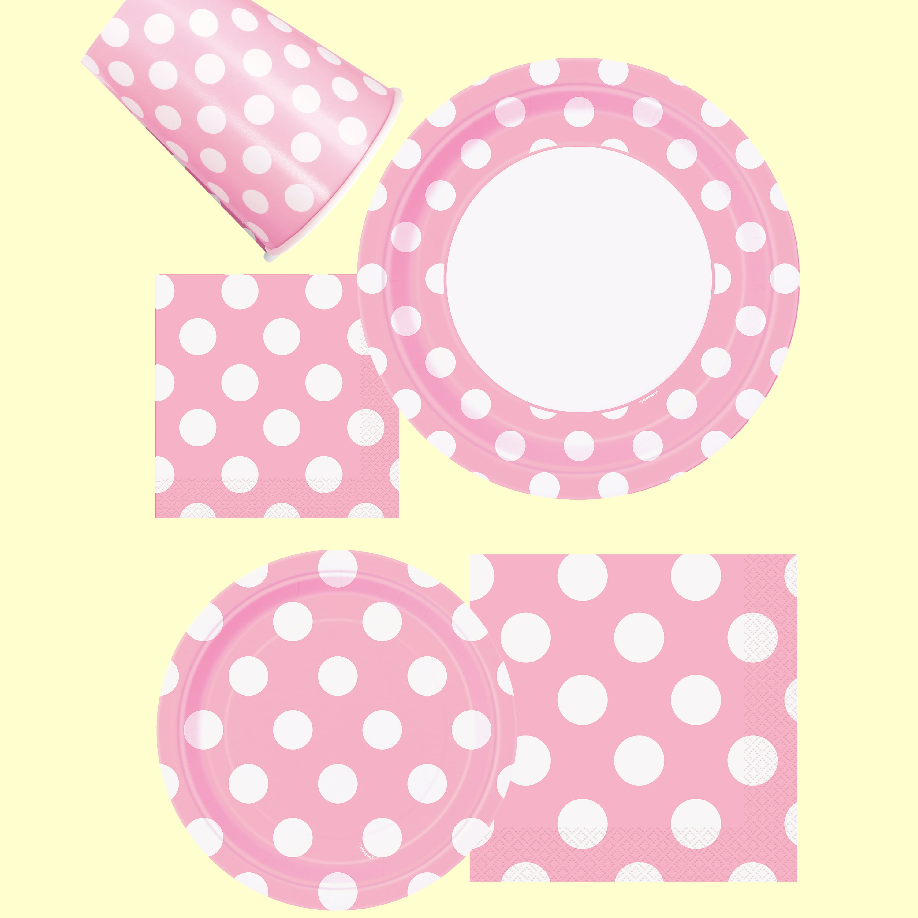 LOVELY PINK POLKA DOTS SMALL PAPER PLATES 8 ~ Birthday Party Supplies Dessert 