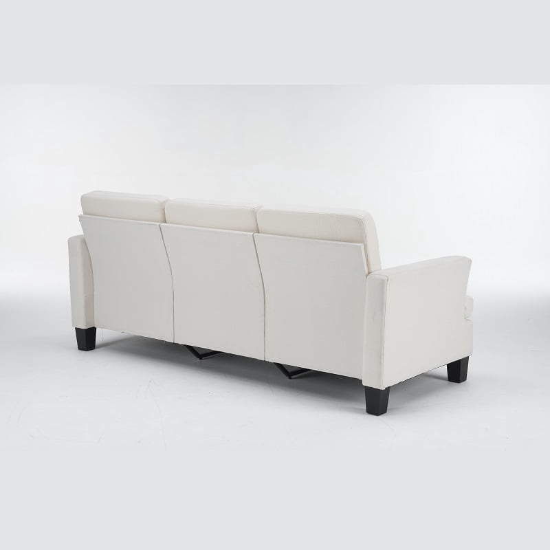 84" Beige Linen 3-Seater Sofa with Deep Seat, Ergonomic Design, and Removable Cushions, for the Living Room, Bedroom, or Office