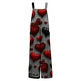 thumbnail image 5 of Fgvctg Valentine's Day Women's Overalls Wide Leg Pant Dressy Overalls Love Heart Print Sleeveless Spaghetti Straps Jumpsuits Rompers Bib Overalls Plus Size Sprimg Pants With Pockets Watermelon Red L, 5 of 6
