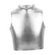 thumbnail image 3 of Camisetas cortas sin mangas para mujer, cuello alto, cómodas, a la moda, versátiles, para discoteca, disfraz Plata, 3 of 9