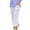 White, variant on EDFBUYKRS Female Women Pants Casual Wide Leg Dress Pants for Women Long Women and Linen Elastic Waist Pant with Pocket Loose Harem Pants Pure Colour Crop Pants L