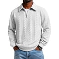 thumbnail image 2 of HAOTAGS Men’s Zip-Up Polo Shirts Lightweight Clean Minimalist Design, Subtle Textured Knit Casual Layering Pullover Tops White Size 3XL, 2 of 6