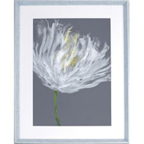 Conception de Fleurs Grises et Blanches Encadrée d'Art Abstrait