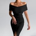 thumbnail image 6 of Aellinatey Slim Fit Sexy High Split Long Midi Dress for Women, Elegant Off-Shoulder Bodycon Evening Gown Cocktail, 6 of 10