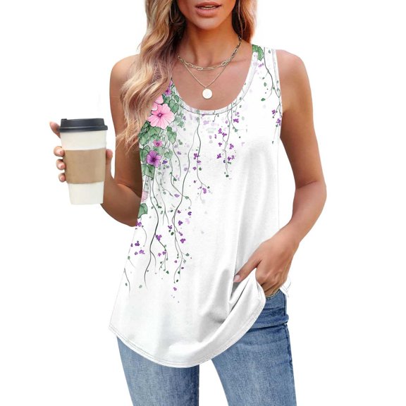 LiMoi Sleeveless Tops for Women Long Womens Tops Casual Casual Knit Tops T Shirts Graphic Tees Plus Tee Shirts for Women Pack