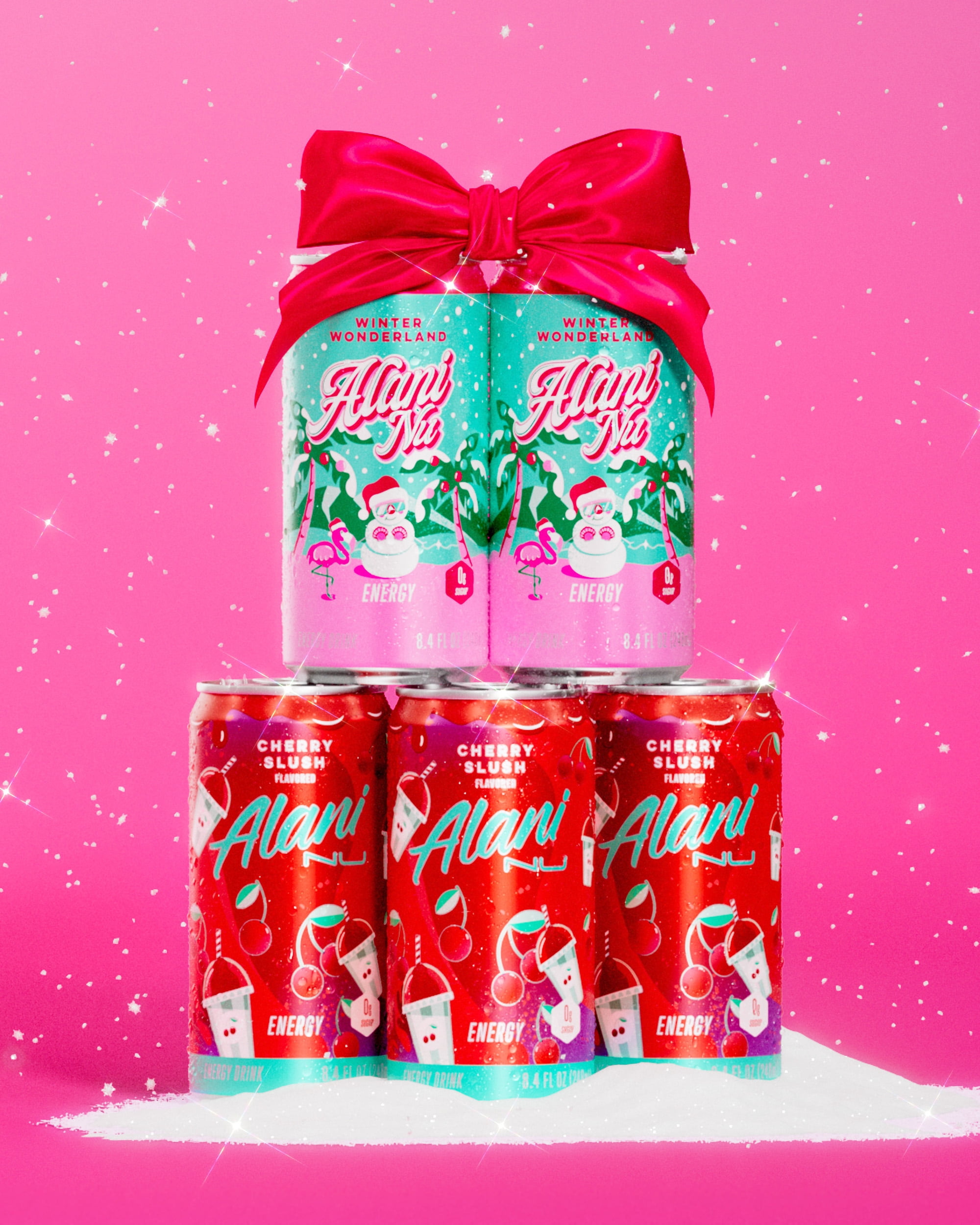 Alani Nu Sugar Free Energy Drink Mini, Variety Pack, Winter Wonderland, Cherry Slush, 8.4 fl oz, 12 Pack, Cans, 100mg Caffeine
