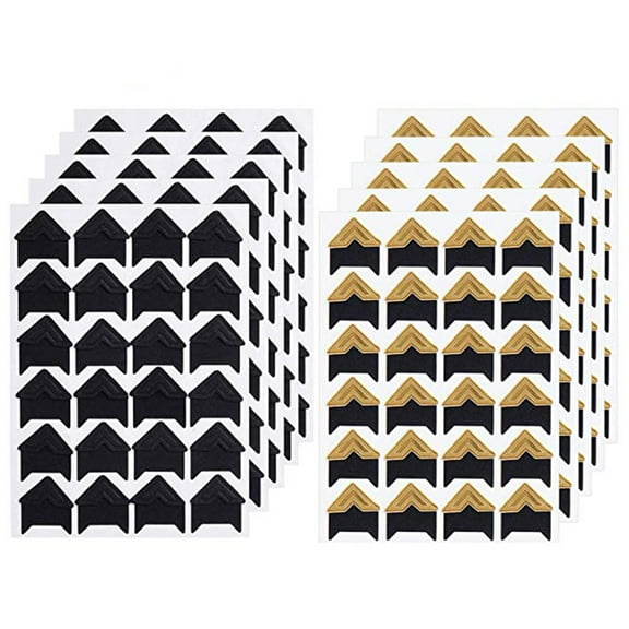 YSNOOWE Photo Corner Stickers 240 Pieces for Scrapbook and Album in Black Golden