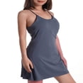 thumbnail image 3 of Robe de Sport d'Entraînement pour Femmes Faux 2 Pcs Robe à Bretelles Spaghetti avec Soutien-Gorge Intégré + Shorts avec Poche Robe Courte, 3 of 7