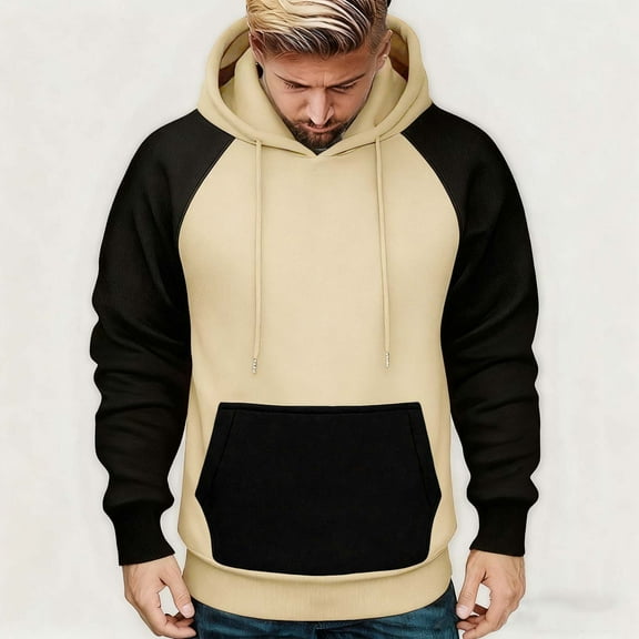 FDGIU Men's Oversized Fleece Hoodie - Long Sleeve Sweatshirt, 2025 Fall Winter Casual Wear